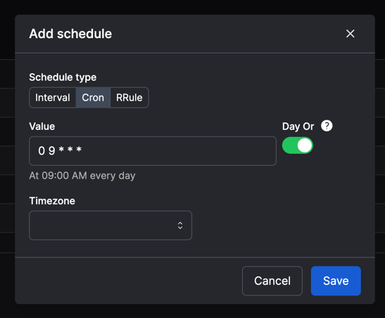Prefect UI - Deployments - Edit - Add Schedule
